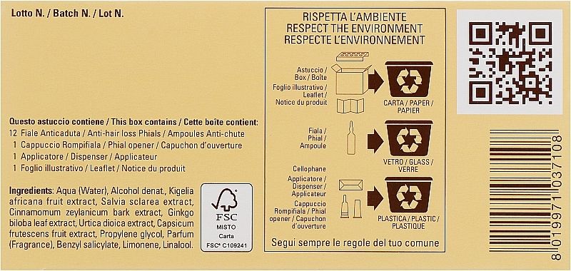 Ампули проти випадіння волосся Keramine H Fiale Anti-Caduta KH.163 фото